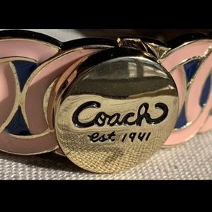 Coach-Authentic Vintage Pink & Gold Tone-Hinge/Clasp Bracelet